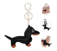 Giantree Schlüsselanhänger Dackel, Süße Welpe Hundetasche Anhänger Leder Glücksbringer Dackel Keychain Geschenke für Lieblingsmensch Frauen Männer Kinder Geburtstag Schlüsselring (Schwarz)