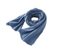 GIAYEU Gestrickter Schal, Damen-Strickschal, Merinowolle, einfarbig, warm, weich, langer Schal for Damen(Blue)