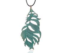 GIAYEU Pulloverkette, Pulloverkette, grünes Blatt, Statement-Schmuck for Frauen, Holzperlen, Lange Halskette, Halsketten & Anhänger, Accessoires, Anhänger, Mode