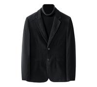 GIBZ Dicker Vintage Sakko Freizeit Blazer für Herren, 2 Knöpfe Casual Cord Anzugjacke, Winterjacken für Business, Arbeit, Party, Schwarz, L