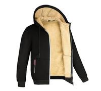 GIBZ Kapuzenpullover Einfarbig Herren Hoodie Pullover Jacke mit Gefüttert Hooded Sweatshirt für den Winter und Samt Schwarz XL