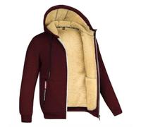 GIBZ Kapuzenpullover Einfarbig Herren Hoodie Pullover Jacke mit Gefüttert Hooded Sweatshirt für den Winter und Samt Rot M