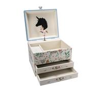GICO Schmuckkästchen Einhorn mit zwei Schubladen für Mädchen Kinderspieluhr mit Musik, drehender Figur und Spiegel Geburtstagsgeschenk Mädchen Schmuckbox Kinder - 92065