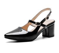 Gicoiz Damen Spitze Toe Oxford Buro Formal Block Schuhe Business Professional Chunky Schuhe Schnüren Arbeit Niedrige Absatz Bogen Pumps Schwarz Gr 37 EU-38Cn