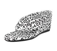 Gicoiz Flip Flop Damen Keilabsatzs Sommer Pantoffeln Komfort Strand Sandals Mode Leopard Hausschuhe Pantoffeln Leisure Mule Sandalen Schwarz Gr 36 EU