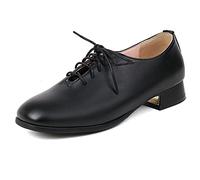 Gicoiz Fußkleidung Square Toe Oxford Damen Arbeit Schnüren Niedrige Absatz Pump Weit Fit Buro Comfy Vintage Derby Abendschuhe Schwarz Gr 38 EU-39Cn