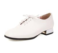 Gicoiz Fußkleidung Square Toe Oxford Damen Arbeit Schnüren Niedrige Absatz Pump Weit Fit Buro Comfy Vintage Derby Abendschuhe Weiß Gr 38 EU-39Cn