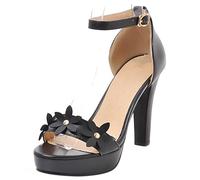 Gicoiz Hochzeit High Sandalen Bride Peep Toe Sandals Plateau Sommer Block Elegant Knöchelriemchen Damen Party Bogen Sandalen Schwarz Gr 41 EU-43Cn