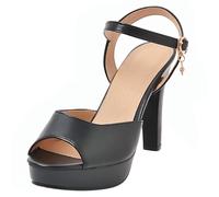 Gicoiz Hochzeit High Sandalen Bride Peep Toe Sandals Plateau Sommer Block Elegant Knöchelriemchen Damen Party Bogen Sandalen Schwarz Gr 41 EU-43Cn