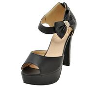 Gicoiz Hochzeit High Sandalen Bride Peep Toe Sandals Plateau Sommer Block Elegant Knöchelriemchen Damen Party Bogen Sandalen Schwarz Gr 43 EU-45Cn