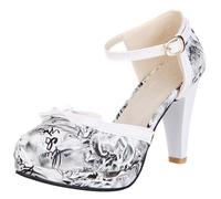 Gicoiz Lack Mary Jane Damen Höhe Ferse T Bar Sandalen Bogentie Runde Zehen Sommer Lovely Plateau Hochzeit Schnalle Sandals Schwarz Gr 43 EU-45Cn