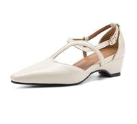 Gicoiz Polka Dot Keilabsatz Sandals Geschlossen Damen Hochzeit Knöchelriemchen Süß Mary Jane Sommer Geschlossen Party Mitte Absatz Beige Gr 36.5 EU-37Cn