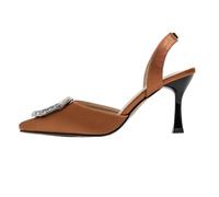 Gicoiz Polka Dot Stilettos Damen Süß Sandals Bogen Sommer Party Slingback Höhe Ferse Spitze Toe Hochzeit Schuhe Elegant Caramel Gr 37 EU-38Cn