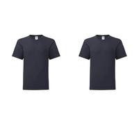 GIDUTEX Kinder Tshirt Fruit of The Loom Iconic 2er oder 4er Pack Unisex Deep Navy, 164