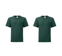 GIDUTEX Kinder Tshirt Fruit of The Loom Iconic 2er oder 4er Pack Unisex Forest Green, 164