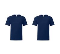 GIDUTEX Kinder Tshirt Fruit of The Loom Iconic 2er oder 4er Pack Unisex Navy, 164