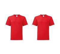 GIDUTEX Kinder Tshirt Fruit of The Loom Iconic 2er oder 4er Pack Unisex Red, 140