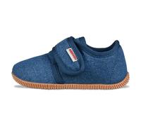 GIESSWEIN Hausschuh Senscheid - Unisex Kinderhausschuhe, leichte Baumwoll Slipper für Mädchen & Jungen, Pantoffeln mit Klettverschluss für Kinder, atmungsaktiv & rutschfest 28 EU Jeans