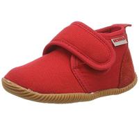 Giesswein Hausschuh Strass Slim Fit - Hausschuhe mit Klettverschluss für Jungen & Mädchen, Hoher Hausschuh für Kinder aus Baumwolle, Unisex-Kinderhausschuhe, rutschfest, Ideal für den Kindergarten,Rot Rot,19 EU