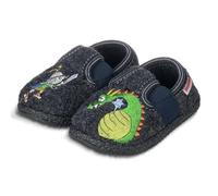 Giesswein Kinder Hausschuhe Jungen Thanstein - Slipper mit Ritter & Drache | Slipper mit elastischem Bund & Ritter-Drache-Motiv - warme Hausschlappen, rutschfeste Gummisohle - aus Schurwolle