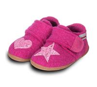 Giesswein Kinder Hausschuhe Mädchen Osterberg Slim-Fit - Slipper mit Herzen | Warme Kinder Hausschlappen aus Merinowolle mit Sternen-Motiv - weich, leicht & schmal geschnitten
