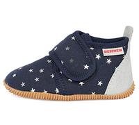 Giesswein Kinder Hausschuhe Salsach Slim-Fit - Leichte Slipper mit Sternen | Funkelsternenmuster & Klettverschluss, Gummisohle - aus Baumwolle