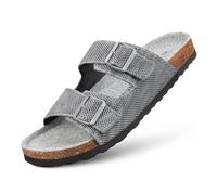 GIESSWEIN Merino Slides Men - Pantolette mit ergonomischem Korkfußbett - Komfort Sandale mit stufenlos verstellbaren Riemen aus Ajour-Strickstoff - Slipper mit angenehmer Merino Decksohle
