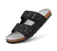 GIESSWEIN Merino Slides Men - Pantolette mit ergonomischem Korkfußbett - Komfort Sandale mit stufenlos verstellbaren Riemen aus Ajour-Strickstoff - Slipper mit angenehmer Merino Decksohle
