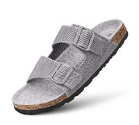 GIESSWEIN Merino Slides Women - Pantolette mit ergonomischem Korkfußbett - Komfort Sandale mit stufenlos verstellbaren Riemen aus Ajour-Strickstoff - Slipper mit angenehmer Merino Decksohle