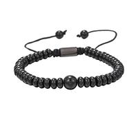 Gifts for Men Armband Big Bead True Black Turmalin Yoga Wurzel Armband Natürlicher Edelstein Gewebtes Perlenarmband Armbänder Damen Armbänder, Schwarz , Einheitsgröße