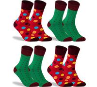 gigando Socken bunt gepunktet, Hochwertige Baumwollsocken mit weichem Bund gegen Einschnüren, ohne störende Naht an den Zehen, 4 Paar, grün & rot, 43-46