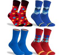 gigando Socken bunter Farbmix, Hochwertige Baumwollsocken mit weichem Bund gegen Einschnüren, ohne störende Naht an den Zehen, rot/blau, 39-42