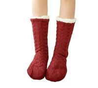 GIJMZY Hausschuhsocken Damen Flauschige Damen-Thermosocken aus weichem Hanf for den Winter - ideal for drinnen und draußen. Rutschfest und dick, for warme Füße.(Color1)