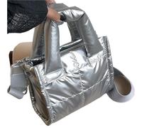 GIJMZY Puffer Tasche Damen Gesteppte, gepolsterte Umhängetasche for Damen, Puffer-Tragetaschen, lässige Tragetasche, Handtasche, Geldbörse, Puffy Bag(Silver)