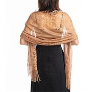 GIJMZY Tücher für Damen Stola Einfarbig Party Abend Spitze Schal Schal Elegante Frauen Spitze Sheer Hohl Quaste Schals Wraps Foulard Femme Mesh Hochzeit Schal(Camel)