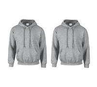 Gildan 2er Herren Kapuzenpullover Heavy Blend Set Hoodie Sweat M L XL 2XL 3XL 4XL 5XL in verschiedenen Farbsets & HLKauf-Block (2X Sportgrey & 1x HLKauf-Block, L)