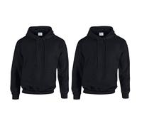 Gildan 2er Herren Kapuzenpullover Heavy Blend Set Hoodie Sweat M L XL 2XL 3XL 4XL 5XL in verschiedenen Farbsets & HLKauf-Block (2X Schwarz & 1x HLKauf-Block, 3XL)