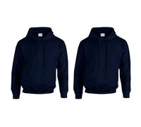 Gildan 2er Herren Kapuzenpullover Heavy Blend Set Hoodie Sweat M L XL 2XL 3XL 4XL 5XL in verschiedenen Farbsets & HLKauf-Block (2X Navy & 1x HLKauf-Block, M)