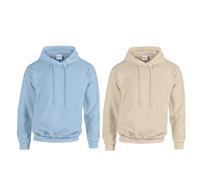 Gildan 2er Herren Kapuzenpullover Heavy Blend Set Hoodie Sweat M L XL 2XL 3XL 4XL 5XL in verschiedenen Farbsets & HLKauf-Block (1x Light Blue, 1x Sand & 1x HLKauf-Block, S)