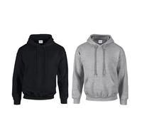 Gildan 2er Herren Kapuzenpullover Heavy Blend Set Hoodie Sweat M L XL 2XL 3XL 4XL 5XL in verschiedenen Farbsets & HLKauf-Block (1x Schwarz, 1x Sportgrey & 1x HLKauf-Block, 4XL)