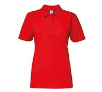 Gildan 64800L Damen Softstyle Doppel-Piqué-Poloshirt, rot, Klein
