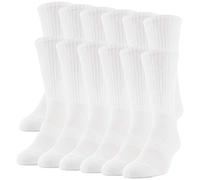 Gildan Crew-Socken für Herren, leistungsstark, 12 Paar, Weiss/opulenter Garten, Large