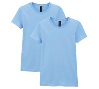 Gildan Damen Softstyle Baumwoll, Stil G64000l, Multipack T-Shirt, Hellblau (2er-Pack), Groß