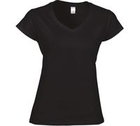 G64V00L Gildan Damen T-Shirt mit V-Ausschnitt Softstyle® Black S