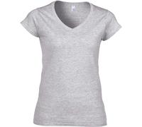 Gildan Softstyle Women's V-Neck T-Shirt - Grey - XL