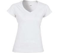 Gildan Damen T-Shirt G64V00L Softstyle® V-Ausschnitt Weiß M