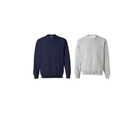 Gildan G180 Sweatshirt mit Rundhalsausschnitt, 220 g, 50/50, Marineblau/Sportgrau (2er-Pack), Large