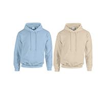 Gildan GD057 Kapuzen-Sweatshirt Heavy Blend (L, 1x Light Blue + 1x Sand + 1x HL Kauf Notizblock)