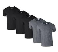 Gildan Herren 64000 T-Shirt, 3X Schwarz, 2X Dark Heather & 1 HLKauf Block, M (5er Pack)