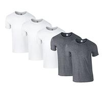 Gildan Herren 64000 T-Shirt, 3X Weiss, 2X Dark Heather & 1 HLKauf Block, XXL (5er Pack)
